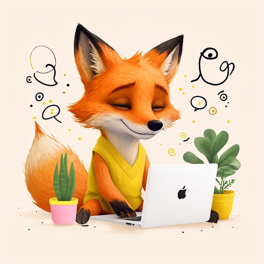 InvoicesFox mascot working on invoices